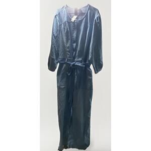 LANE BRYANT Womens Denim Jumpsuit Utility Belted Coverall Blue Sz 26 Plus $130